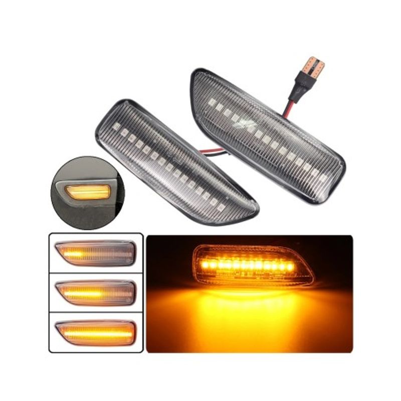 Auto si Moto - Electrice auto - Iluminare si semnalizare - Becuri auto - Set 2 Semnalizari Aripa LED dinamice cu sticla clara pentru VOLVO  XC90, XC70, S60, S80, V70 - Infinity.ro