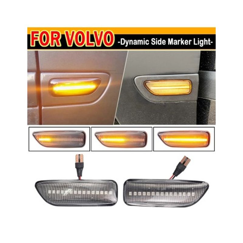 Auto si Moto - Electrice auto - Iluminare si semnalizare - Becuri auto - Set 2 Semnalizari Aripa LED dinamice cu sticla clara pentru VOLVO  XC90, XC70, S60, S80, V70 - Infinity.ro