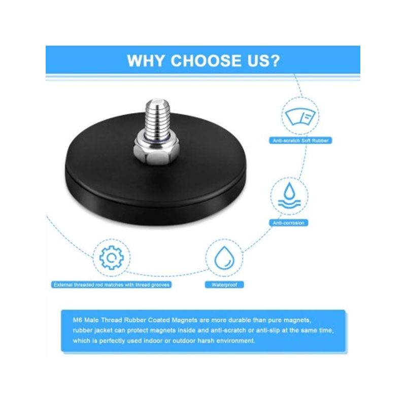 Auto si Moto - Piese auto si accesorii - Caroserie - Faruri, stopuri si proiectoare - Suport magnetic montare proiector, Led Bar forta 20kg, diametru 66mm, surub M6 - Infinity.ro