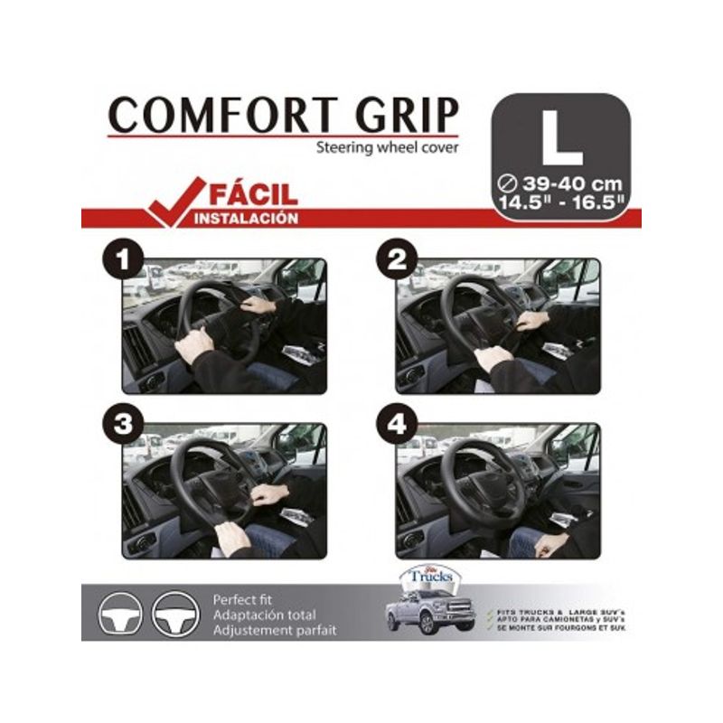 Auto si Moto - Intretinere auto - Huse auto - Husa Volan Confort Grip neagru marimea cusatura alba L 39- 40 cm - Infinity.ro