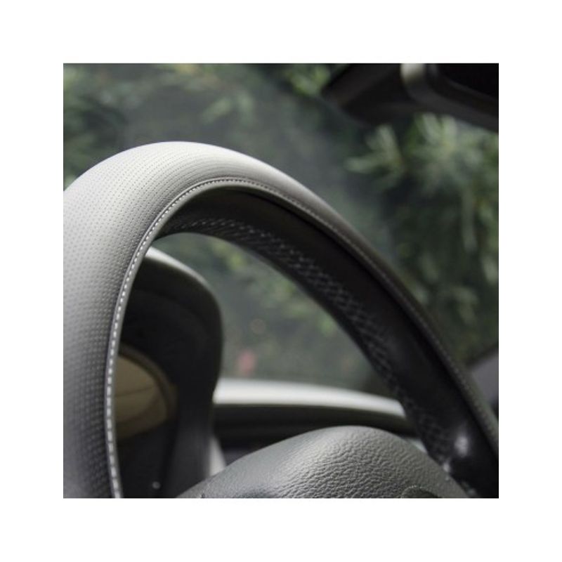 Auto si Moto - Intretinere auto - Huse auto - Husa Volan Confort Grip neagru marimea cusatura alba L 39- 40 cm - Infinity.ro