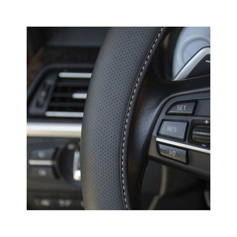 Auto si Moto - Intretinere auto - Huse auto - Husa Volan Confort Grip neagru marimea cusatura alba L 39- 40 cm - Infinity.ro