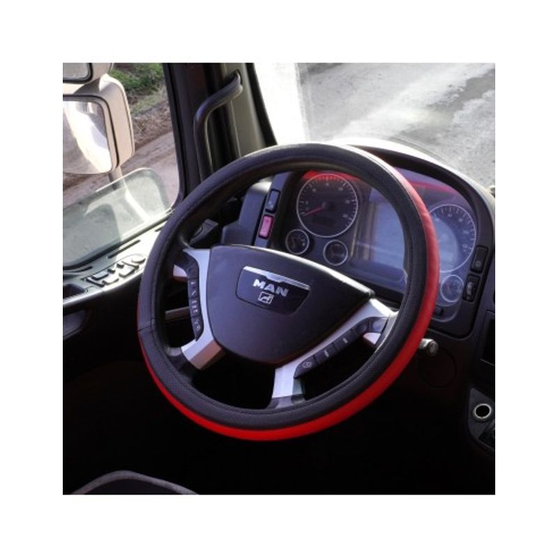 Auto si Moto - Intretinere auto - Huse auto - Husa Volan Piele Ecologica Rosu/Negru 40-42 Cm - Infinity.ro