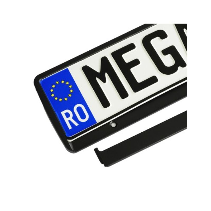 Auto si Moto - Piese auto si accesorii - Caroserie - Ornamente exterior auto - Suport Numar Inmatriculare Negru 1 Buc Mega Drive - Infinity.ro
