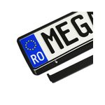 Auto si Moto - Piese auto si accesorii - Caroserie - Ornamente exterior auto - Suport Numar Inmatriculare Negru Cu Rigleta 1 Buc Mega Drive - Infinity.ro