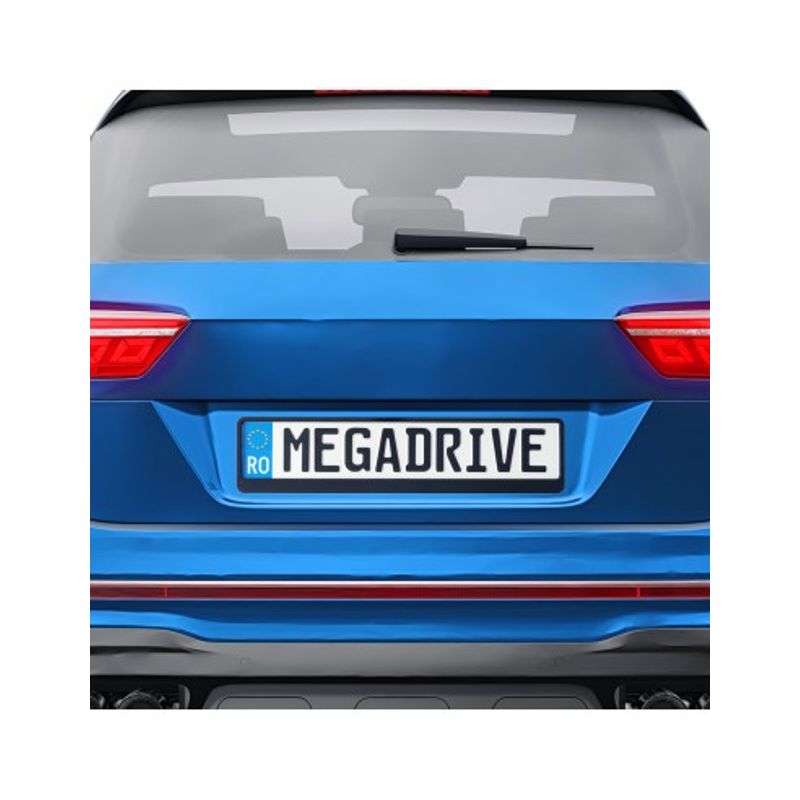 Auto si Moto - Piese auto si accesorii - Caroserie - Ornamente exterior auto - Suport Numar Inmatriculare Negru Cu Rigleta 1 Buc Mega Drive - Infinity.ro