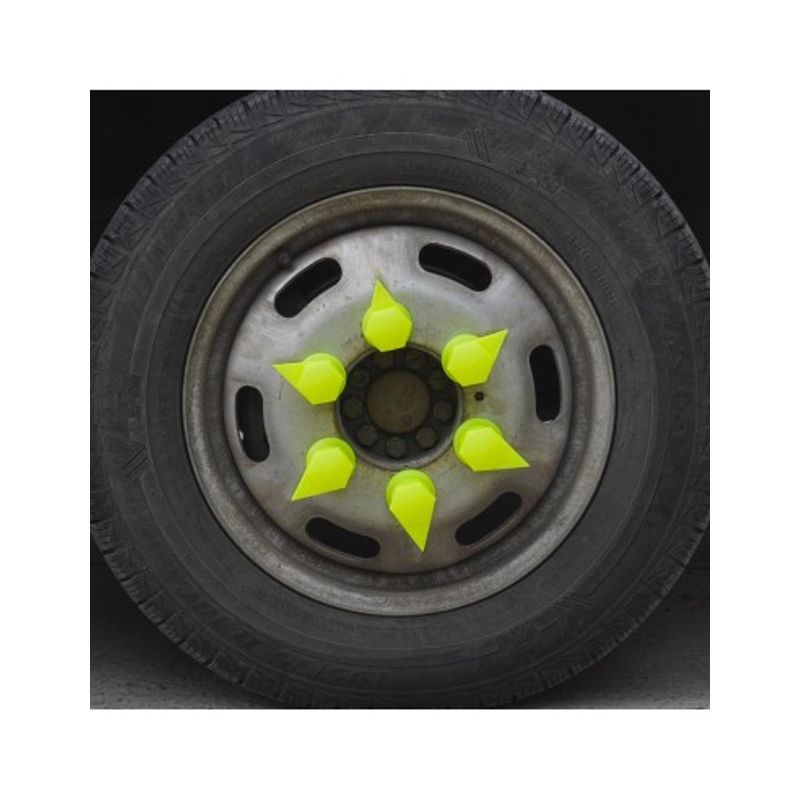 Auto si Moto - Piese auto si accesorii - Caroserie - Ornamente exterior auto - Set 10 Bucati Capac Plastic Pentru Prezon Roata Cu Indicator 33 mm Neon Galben 41 Mm - Infinity.ro
