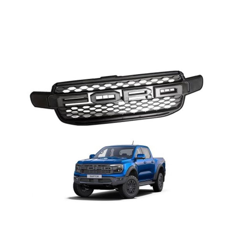 Auto si Moto - Piese auto si accesorii - Caroserie - Grile de ventilatie si accesorii - Grila radiator Raptor Style negru mat cu leduri portocalii, Ford Ranger T9 2022-2024 - Infinity.ro