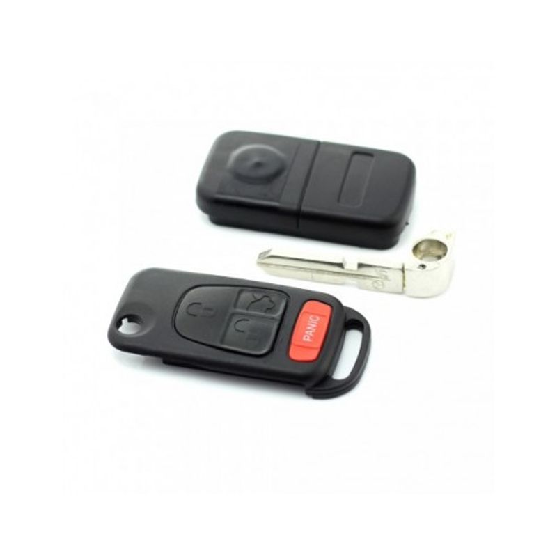 Auto si Moto - Electronice auto - Accesorii electronice auto - Mercedes-Benz – Carcasa cheie tip briceag 3 butoane, buton panica, lama 4 piste - Infinity.ro