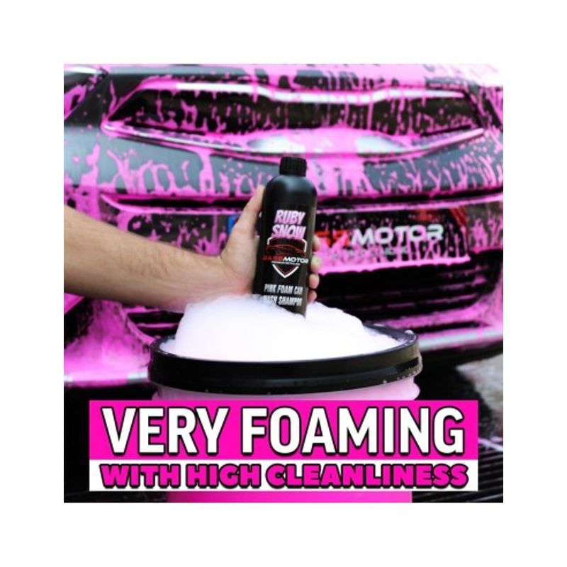 Auto si Moto - Intretinere auto - Produse curatare auto - Sampon Auto Roz Super Concentrata Bass Motor Ruby Snow, 500ml - Infinity.ro