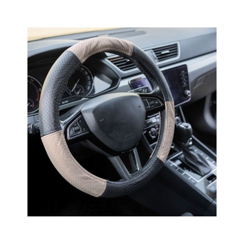 Auto si Moto - Intretinere auto - Huse auto - Husa Volan Din Piele Naturala Perforata Bej 37-39 cm - Infinity.ro