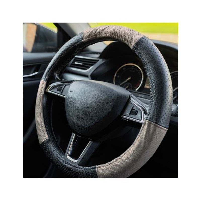 Auto si Moto - Intretinere auto - Huse auto - Husa Volan Din Piele Naturala Perforata Bej 37-39 cm - Infinity.ro
