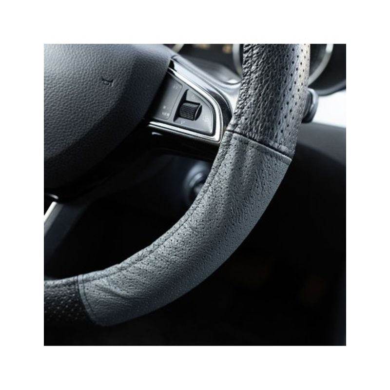 Auto si Moto - Intretinere auto - Huse auto - Husa Volan Din Piele Naturala Perforata Gri 37-39 cm - Infinity.ro