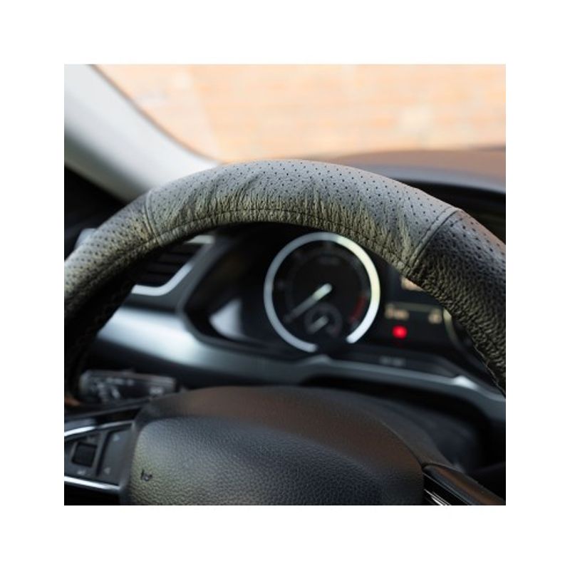 Auto si Moto - Intretinere auto - Huse auto - Husa Volan Din Piele Naturala Perforata Gri 37-39 cm - Infinity.ro