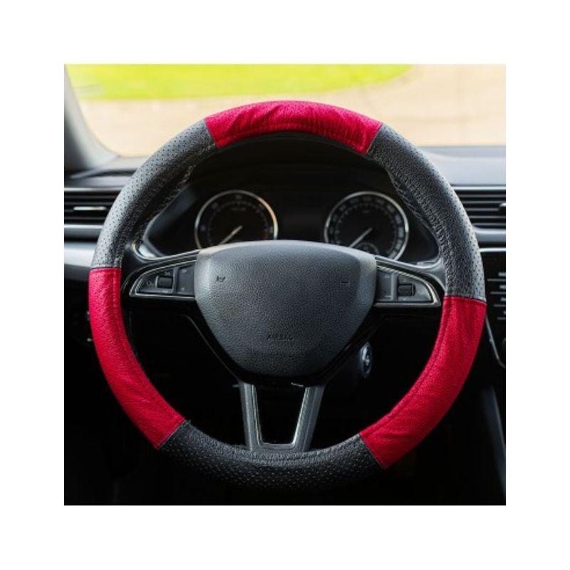 Auto si Moto - Intretinere auto - Huse auto - Husa Volan Din Piele Naturala Perforata Rosu 37-39 cm - Infinity.ro