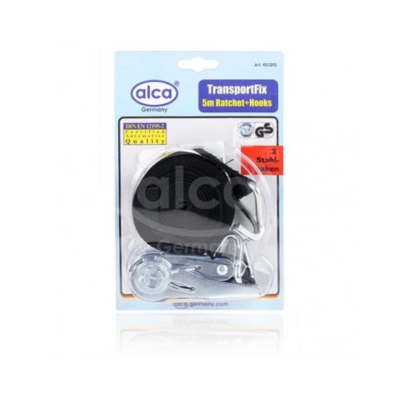 Auto si Moto - Electrice auto - Alte accesorii electrice auto - Chinga ancorare marfa cu clichet si 2 carlige 1 X 5 M ALCA 122.5 daN - Infinity.ro