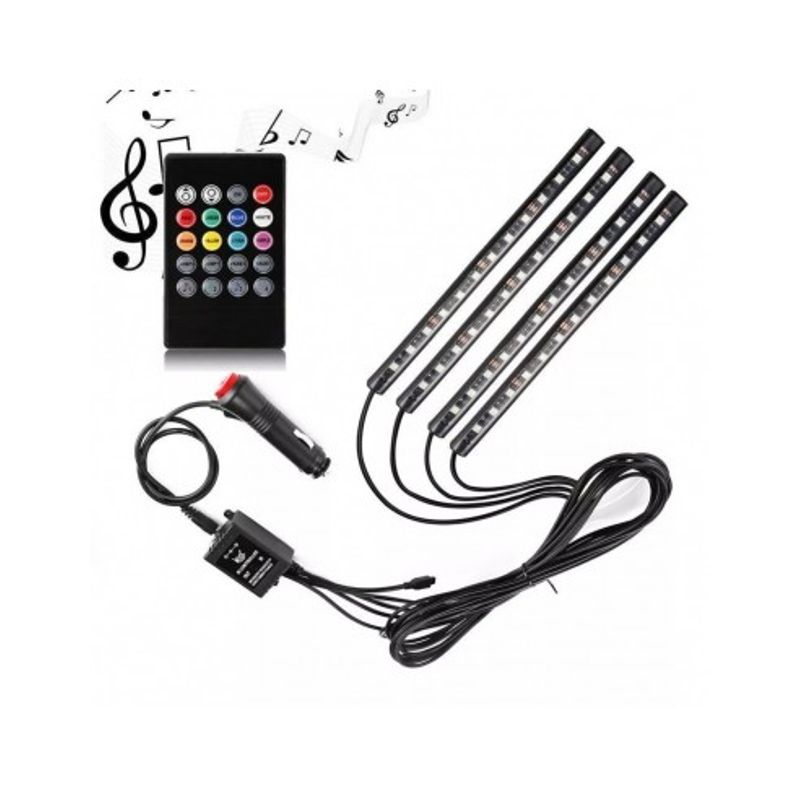 Auto si Moto - Electrice auto - Iluminare si semnalizare - Lumini ambientale - Kit 4 Lumini Ambientale RGB cu telecomanda, 12V, 12 LED, 22 cm LAL-12 - Infinity.ro