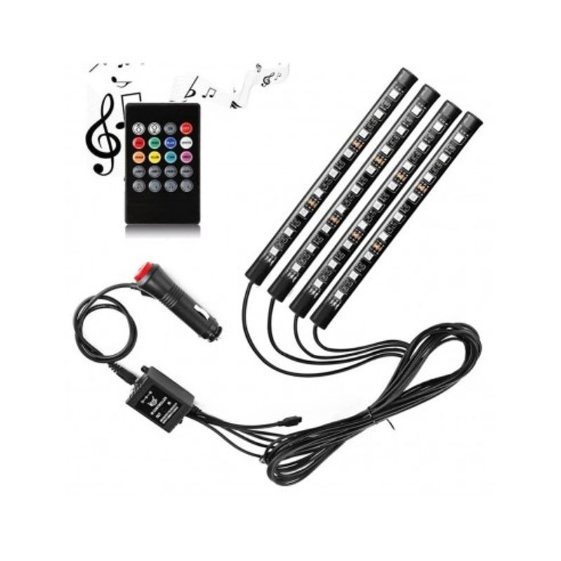 Auto si Moto - Electrice auto - Iluminare si semnalizare - Lumini ambientale - Kit 4 Lumini Ambientale RGB cu telecomanda, 12V, 9 LED, 17 cm LAL-9 - Infinity.ro