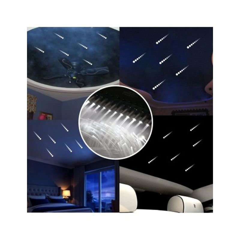 Auto si Moto - Electrice auto - Iluminare si semnalizare - Lumini ambientale - Kit Fibra Optica 3W efect stele cazatoare / meteorit, Alb, 12 canale, 60 fire la 2M - Infinity.ro