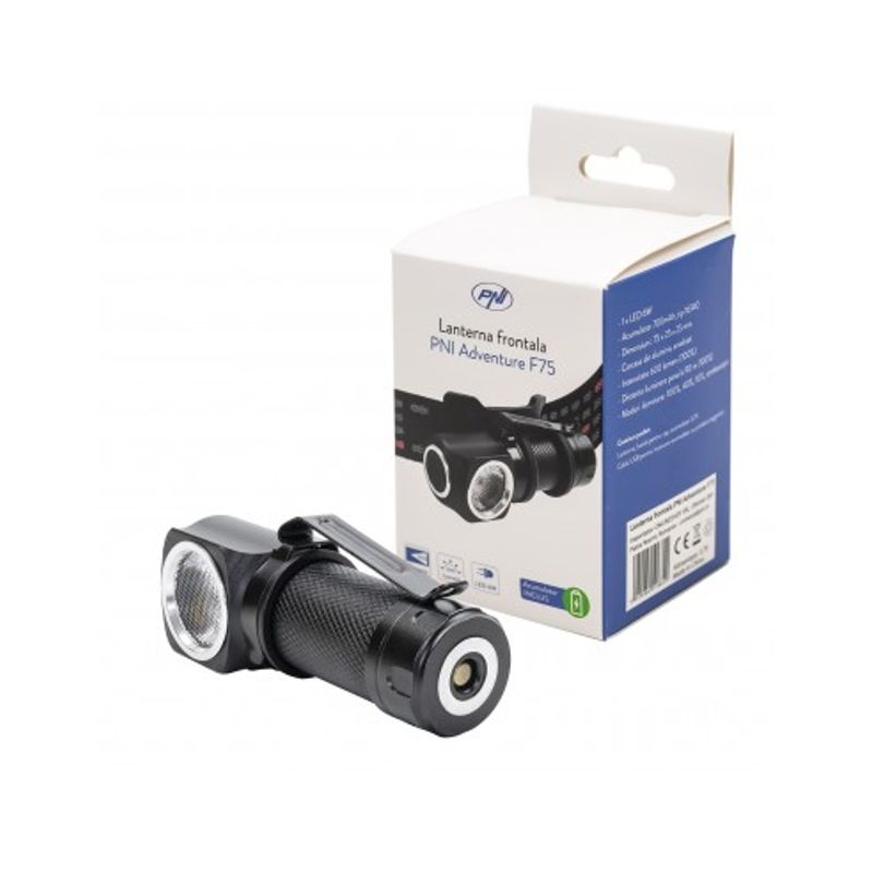 Sport si Outdoor - Camping - Articole solare camping - Lampi si lanterne camping - Lanterna Frontala Pni Adventure F75, Led 6w, 600 Lm, Cu Acumulator Si Incarcator Magnetic, Suport Pentru Cap - Infinity.ro