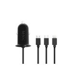 Auto si Moto - Piese auto si accesorii - Interior auto - Accesorii interior - Adaptor 3 in 1 pentru bricheta auto + USB negru - Infinity.ro