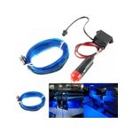 Auto si Moto - Electrice auto - Iluminare si semnalizare - Lumini ambientale - Fir neon auto electroluminiscent El Wire 2m cu lumina Albastra cu droser si mufa bricheta - Infinity.ro