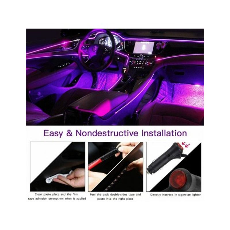Auto si Moto - Electrice auto - Iluminare si semnalizare - Lumini ambientale - Kit 4 Lumini Ambientale RGB cu Aplicatie Telefon Bluetooth, 12V, 9 LED, 17 cm LAL-9 - Infinity.ro