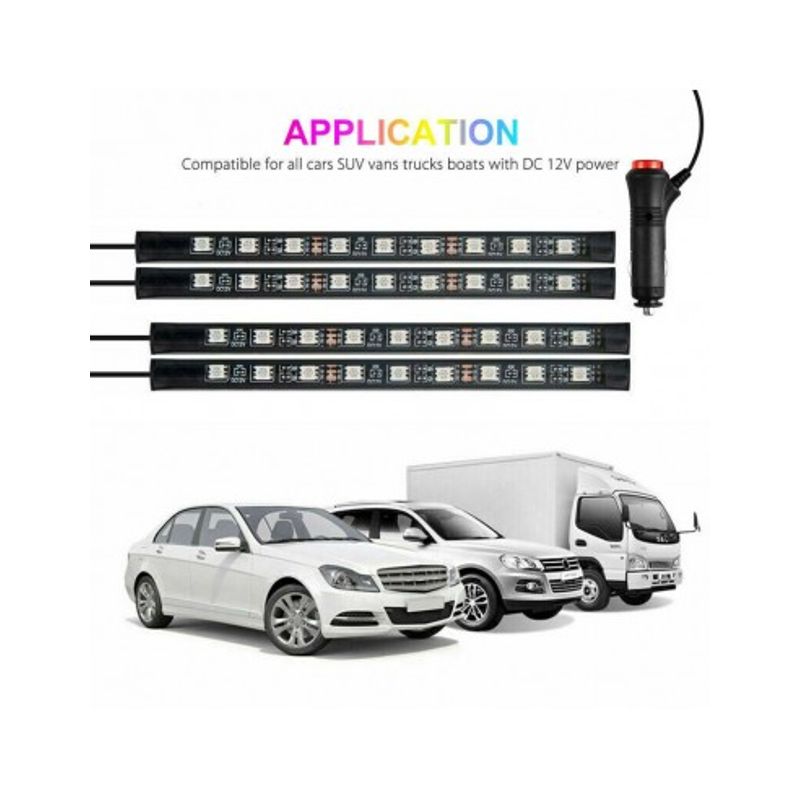 Auto si Moto - Electrice auto - Iluminare si semnalizare - Lumini ambientale - Kit 4 Lumini Ambientale RGB cu Aplicatie Telefon Bluetooth, 12V, 9 LED, 17 cm LAL-9 - Infinity.ro