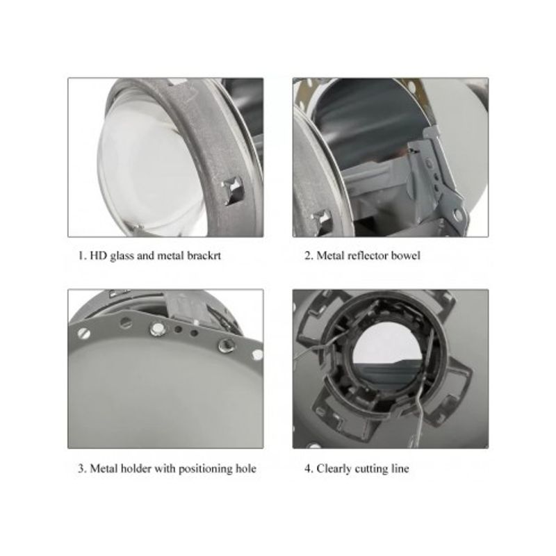 Auto si Moto - Piese auto si accesorii - Caroserie - Faruri, stopuri si proiectoare - Lupe pentru far Bixenon D2S 3'' tip Hella E55 EvoX-R 3.0 cu suport pentru igniter - Infinity.ro