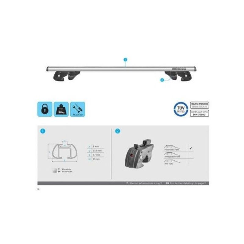 Auto si Moto - Piese auto si accesorii - Caroserie - Ornamente exterior auto - Bare portbagaj auto transversale Menabo  Sherman Silver pentru Dacia Sandero Stepway 2013-2020 - Infinity.ro
