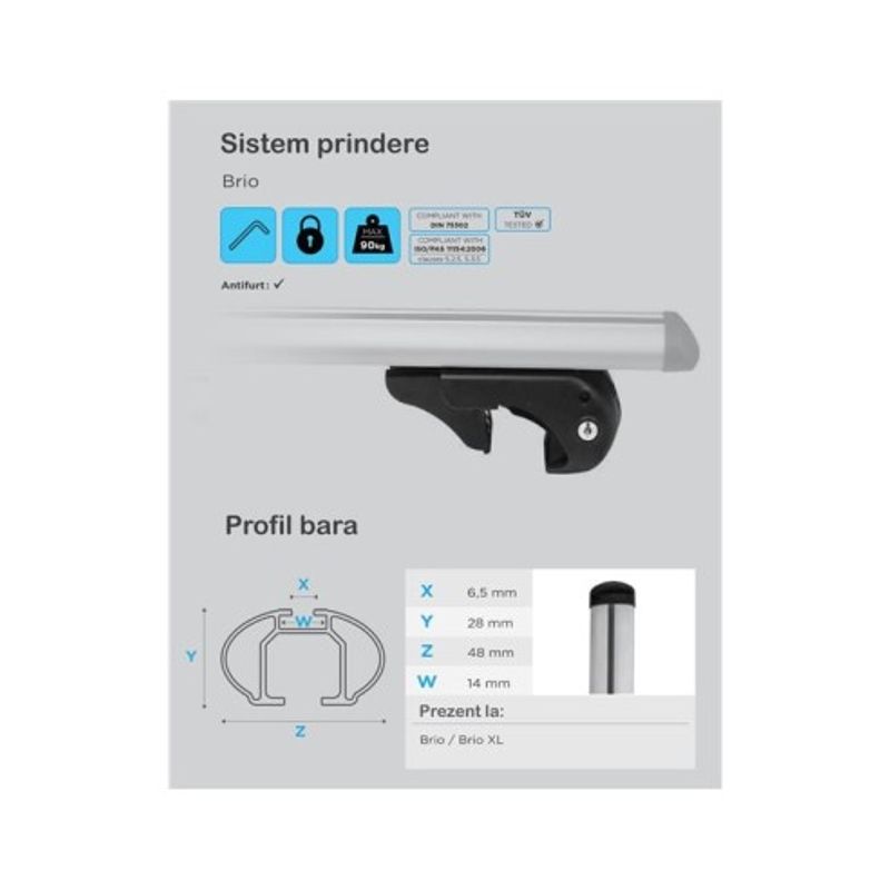 Auto si Moto - Piese auto si accesorii - Caroserie - Alte accesorii caroserie - Bare portbagaj auto transversale Menabo Brio pentru Volkswagen Golf VI (5K) Variant 2008-2012 - Infinity.ro