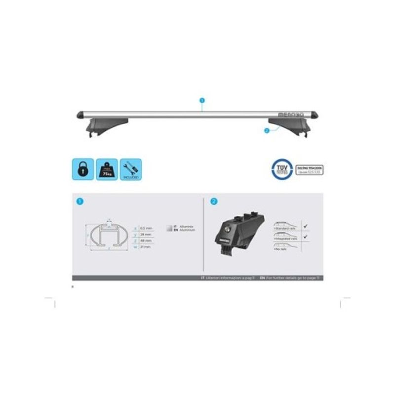 Auto si Moto - Piese auto si accesorii - Caroserie - Ornamente exterior auto - Bare portbagaj auto transversale Menabo Tiger Silver pentru Opel Mokka X 2016+ - Infinity.ro