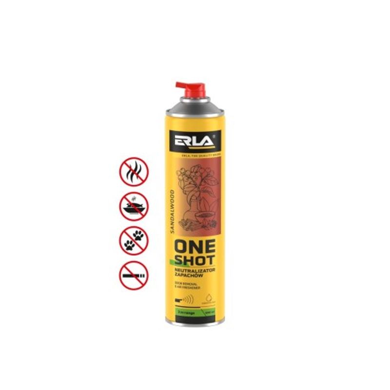 Casa si Gradina - Decoratiuni - Aromaterapie si lumanari - Odorizante camera - Neutralizant si odorizant de camera 2 in 1, aroma Lemn de Santal Pur Erla One Shot, 600 ml - Infinity.ro