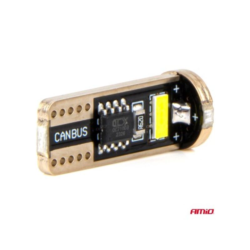 Auto si Moto - Electrice auto - Iluminare si semnalizare - Becuri auto - Set 2 led auto W5W, T10 cu 3 smd, Canbus Alb, 12V/24V - Infinity.ro