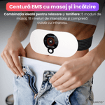 Ingrijire personala si Cosmetice - Sanatate si wellness - Articole wellness - Aparate si dispozitive de masaj - Centura EMS cu masaj, infrarosu, 5 moduri, 18 niveluri, baterie 1200 mAh, alb, portabila - Infinity.ro