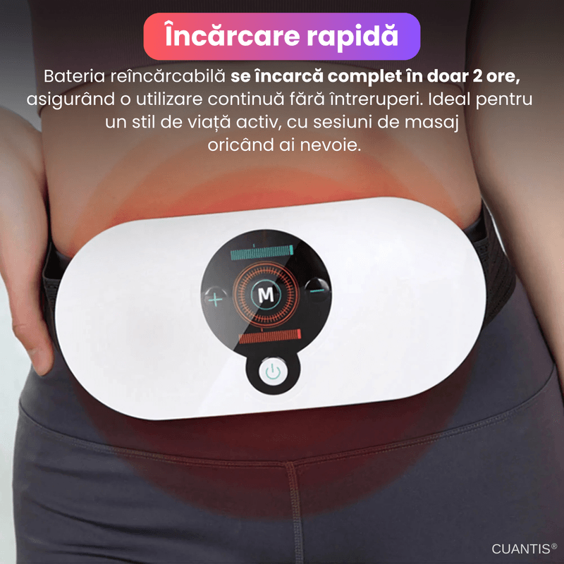 Ingrijire personala si Cosmetice - Sanatate si wellness - Articole wellness - Aparate si dispozitive de masaj - Centura EMS cu masaj, infrarosu, 5 moduri, 18 niveluri, baterie 1200 mAh, alb, portabila - Infinity.ro
