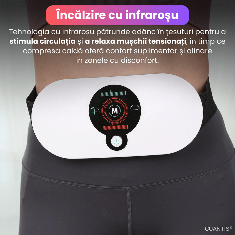 Ingrijire personala si Cosmetice - Sanatate si wellness - Articole wellness - Aparate si dispozitive de masaj - Centura EMS cu masaj, infrarosu, 5 moduri, 18 niveluri, baterie 1200 mAh, alb, portabila - Infinity.ro
