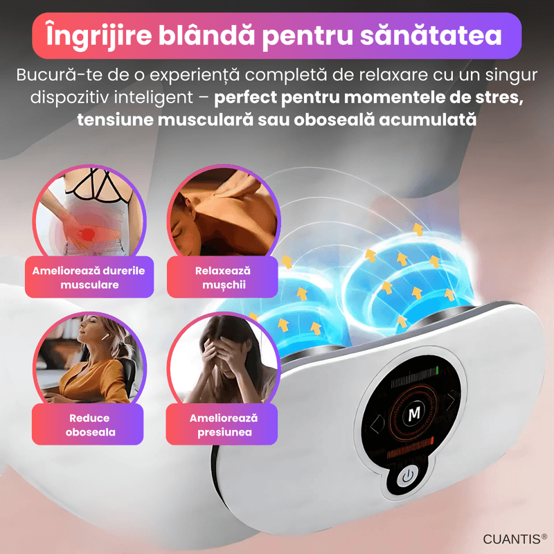 Ingrijire personala si Cosmetice - Sanatate si wellness - Articole wellness - Aparate si dispozitive de masaj - Centura EMS cu masaj, infrarosu, 5 moduri, 18 niveluri, baterie 1200 mAh, alb, portabila - Infinity.ro