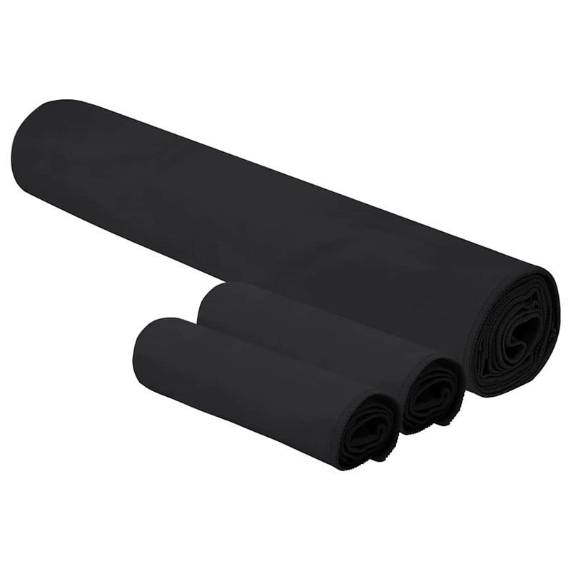 Casa si Gradina - Textile si covoare - Textile baie - Prosoape - Set de Prosoape sport 3 pcs Negru Poliester si poliamida - Infinity.ro