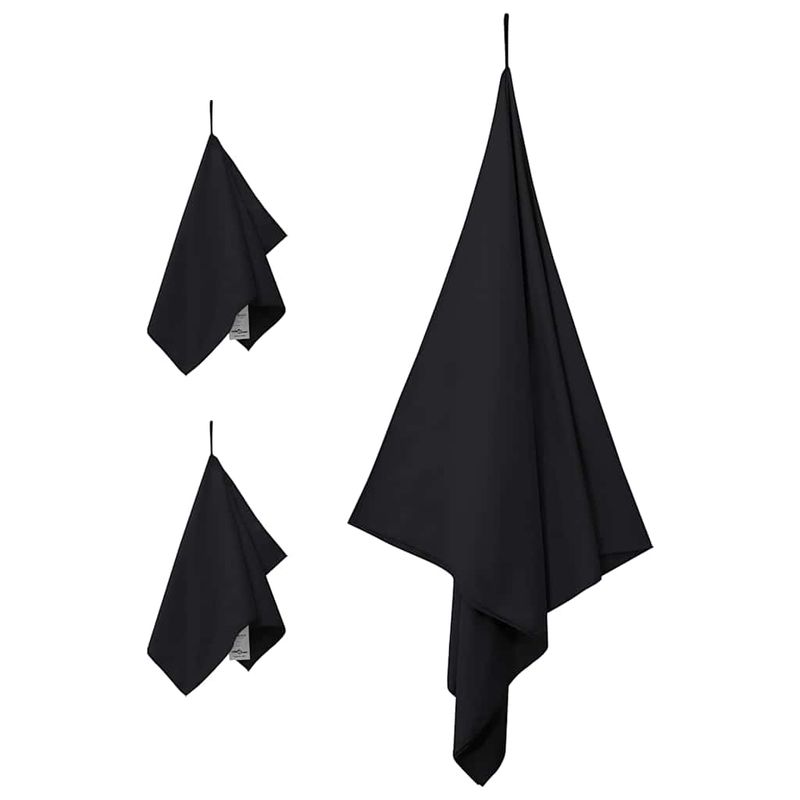 Casa si Gradina - Textile si covoare - Textile baie - Prosoape - Set de Prosoape sport 3 pcs Negru Poliester si poliamida - Infinity.ro