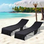 Casa si Gradina - Textile si covoare - Textile baie - Prosoape - Prosoape pentru sezlong 2 pcs Negru 210 x 75 cm - Infinity.ro