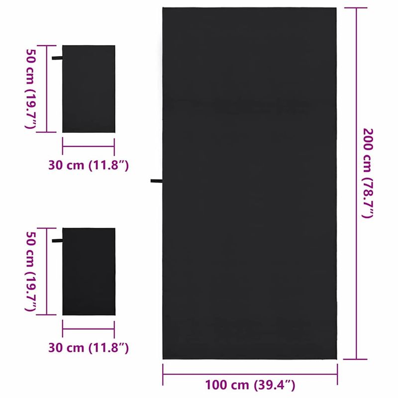Casa si Gradina - Textile si covoare - Textile baie - Prosoape - Set de Prosoape sport 3 pcs Negru Poliester si poliamida - Infinity.ro