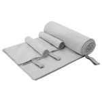 Casa si Gradina - Textile si covoare - Textile baie - Prosoape - Set de Prosoape sport 3 pcs Gri Poliester si poliamida - Infinity.ro