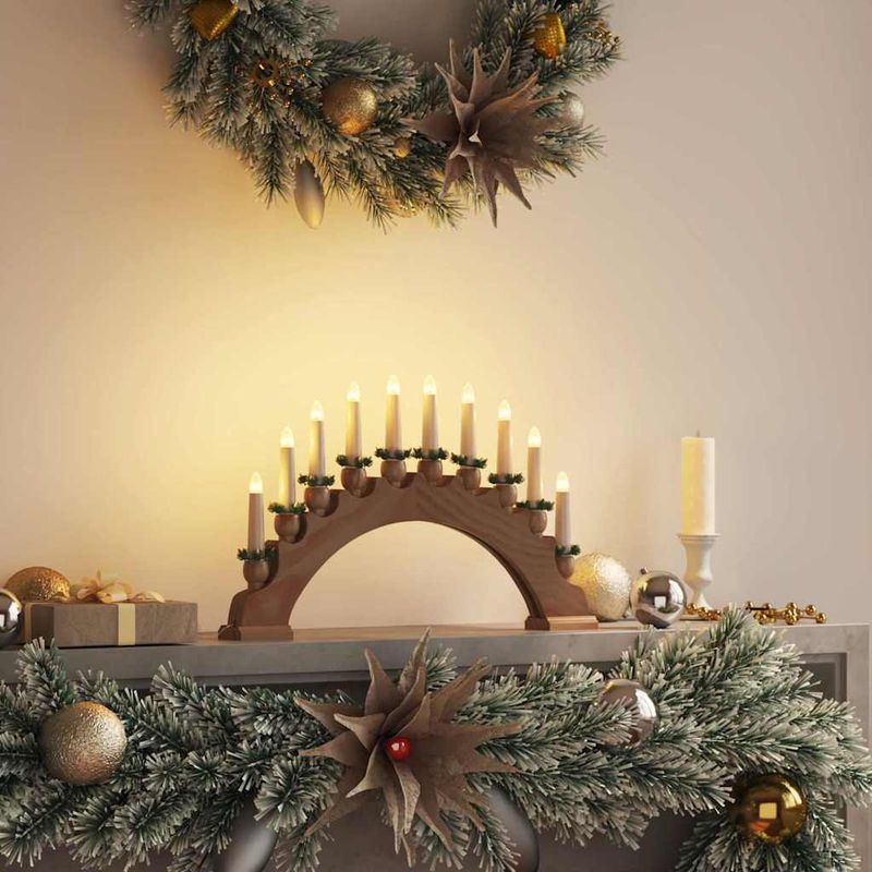 Casa si Gradina - Decoratiuni - Decoratiuni de sezon - Decoratiune de Craciun cu 10 lumanari LED Maro 47 x 5 x 29 cm - Infinity.ro