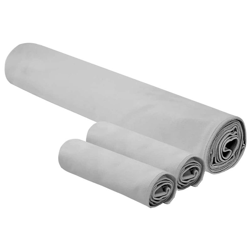 Casa si Gradina - Textile si covoare - Textile baie - Prosoape - Set de Prosoape sport 3 pcs Gri Poliester si poliamida - Infinity.ro