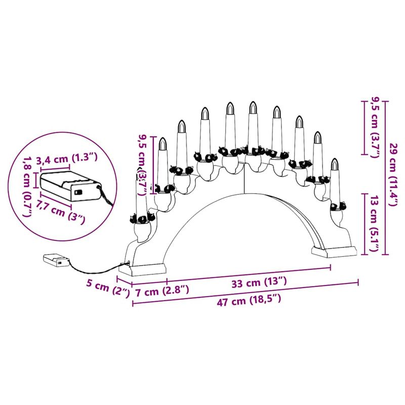 Casa si Gradina - Decoratiuni - Decoratiuni de sezon - Decoratiune de Craciun cu 10 lumanari LED Alb 47 x 5 x 29 cm - Infinity.ro
