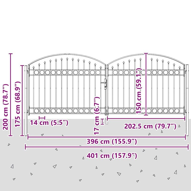 Casa si Gradina - Constructii - Usi interior, exterior si garaj - Usi garaj - Poarta de Gard Altele Ajustabil Gri 400 x 150 cm Otel - Infinity.ro