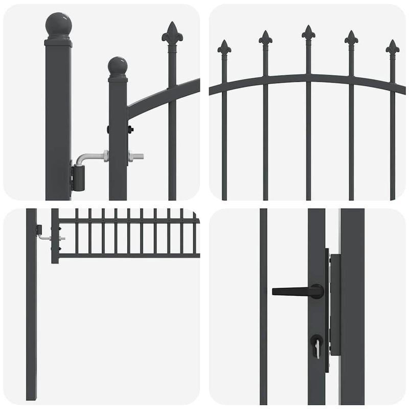 Casa si Gradina - Constructii - Usi interior, exterior si garaj - Usi garaj - Poarta de gard cu tepi Gri 170 x 100 cm Otel vopsit in pulbere - Infinity.ro