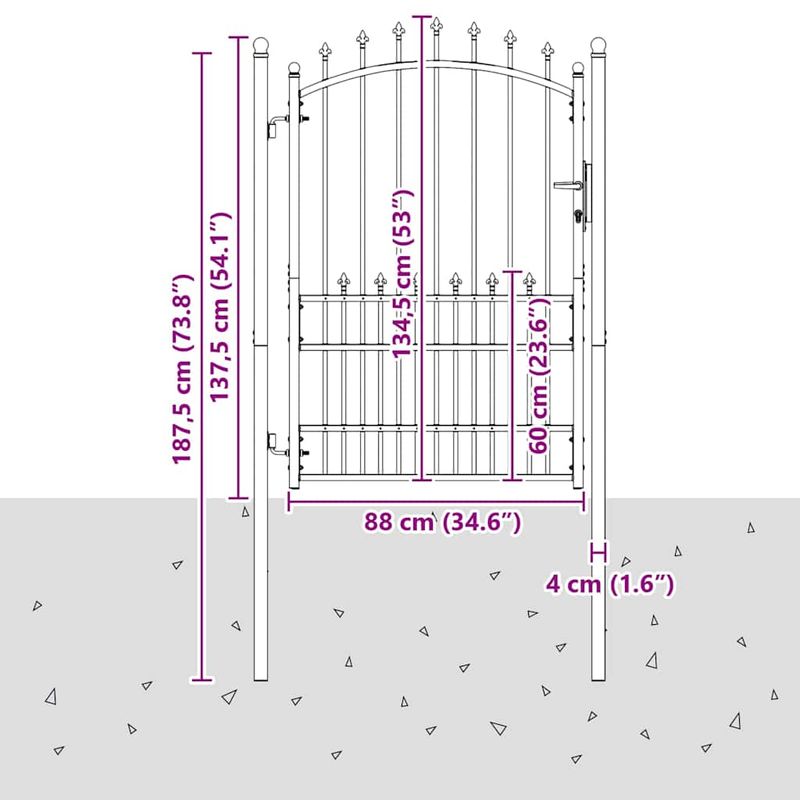 Casa si Gradina - Constructii - Usi interior, exterior si garaj - Usi garaj - Poarta de gard cu tepi Gri 170 x 100 cm Otel vopsit in pulbere - Infinity.ro