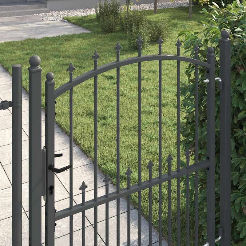 Casa si Gradina - Constructii - Usi interior, exterior si garaj - Usi garaj - Poarta de gard cu tepi Gri 150 x 100 cm Otel vopsit in pulbere - Infinity.ro